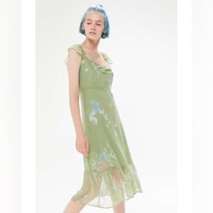 Urban Outfitters Bea Ruffle Cap Sleeve Midi Dress UK4